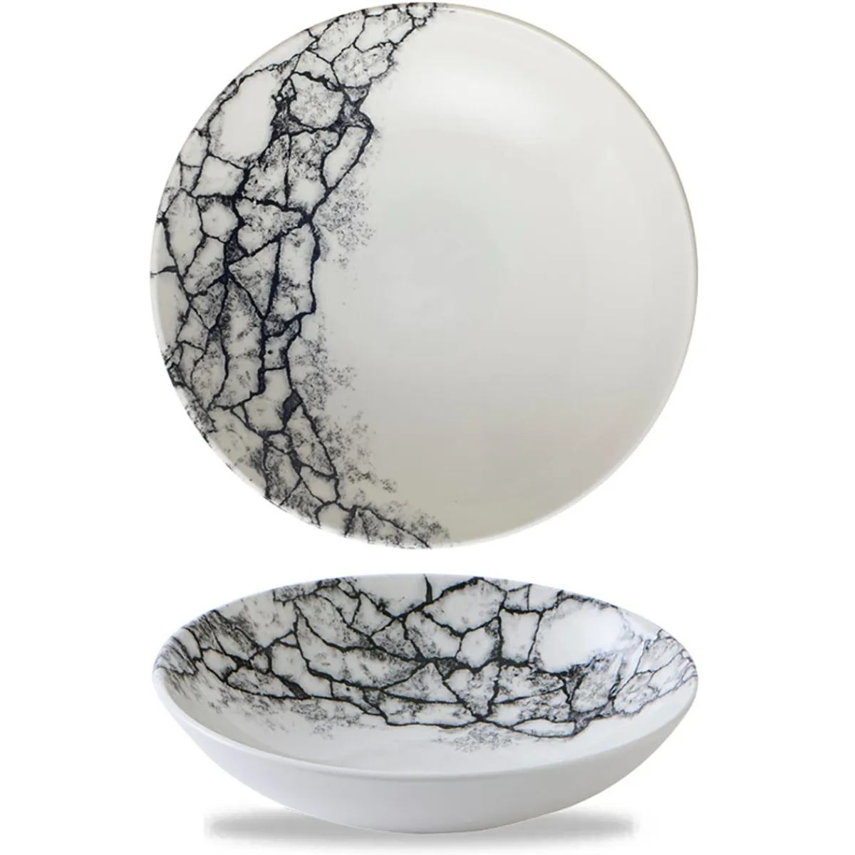 Assiette coupe creuse rond Quartz Black porcelaine vitrifiée Ø 24,8 cm Kintsugi - CHURCHILL Clearance
