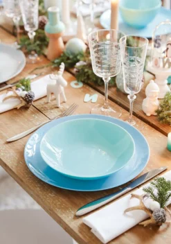 Assiette coupe creuse rond turquoise verre opal Ø 20 cm Diwali - LUMINARC Outlet