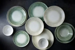 Assiette coupe creuse vert porcelaine vitrifiée Ø 24,8 cm Butterfly - DUDSON Discount