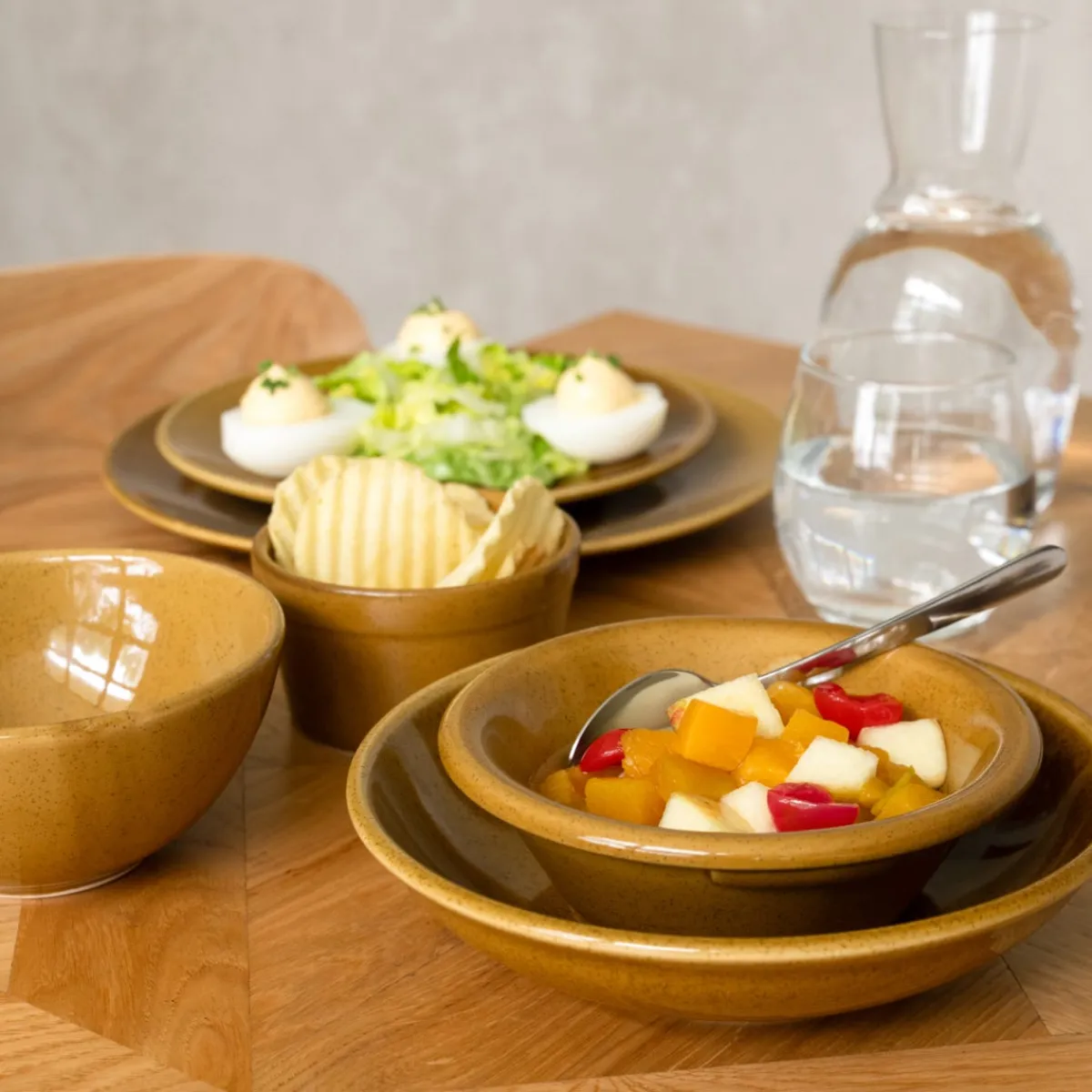 Assiette coupe plate caramel grès renforcé Ø 16 cm Twist - ESSENTIALS COLLECTION Online