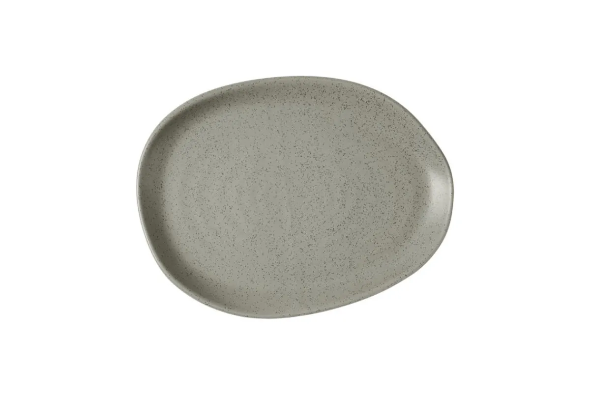 Assiette coupe plate organique peppercorn porcelaine vitrifiée 26x20 cm Stonecast Natural - CHURCHILL Hot