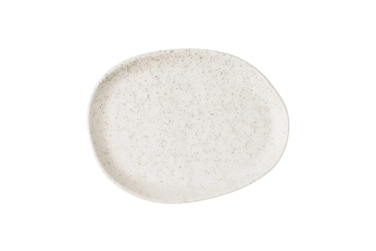 Assiette coupe plate organique barley white porcelaine vitrifiée 26x20 cm Stonecast Natural - CHURCHILL Best