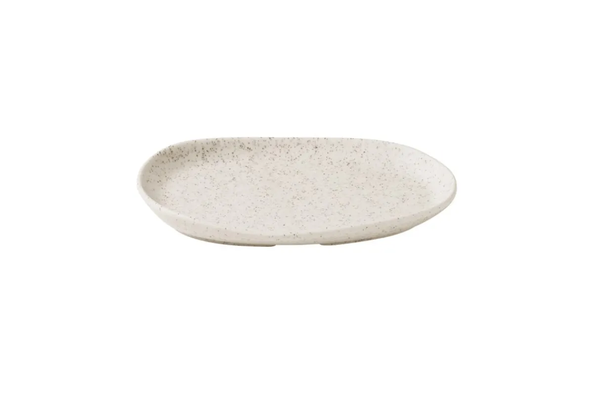 Assiette coupe plate organique barley white porcelaine vitrifiée 26x20 cm Stonecast Natural - CHURCHILL Best