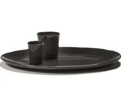 SERAX Assiette coupe plate ovale ébène grès émaillé Ø 27,5 cm La Mère Clearance