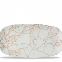Assiette coupe plate rectangulaire orange porcelaine vitrifiée 29,8x15,3 cm Kintsugi Corail - CHURCHILL Discount