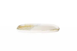 Assiette coupe plate rectangulaire Gold porcelaine vitrifiée 35x18 cm Tide - CHURCHILL Discount