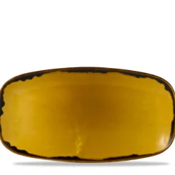 Assiette coupe plate rectangulaire Mustard porcelaine vitrifiée 35,5x18,9 cm Harvest - DUDSON Hot