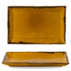 Assiette coupe plate rectangulaire Mustard porcelaine vitrifiée 28,7x19 cm Harvest - DUDSON Online
