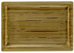 Assiette coupe plate rectangulaire Garnet porcelaine vitrifiée 33,6x23,2 cm stone Spot - RAK Sale