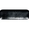 Assiette coupe plate rectangulaire noir porcelaine vitrifiée 33,2x10,8 cm Karbon - RAK Sale