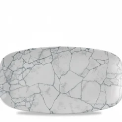 CHURCHILL Assiette coupe plate rectangulaire gris porcelaine vitrifiée 35,5x18,9 cm Kintsugi Pearl Grey New