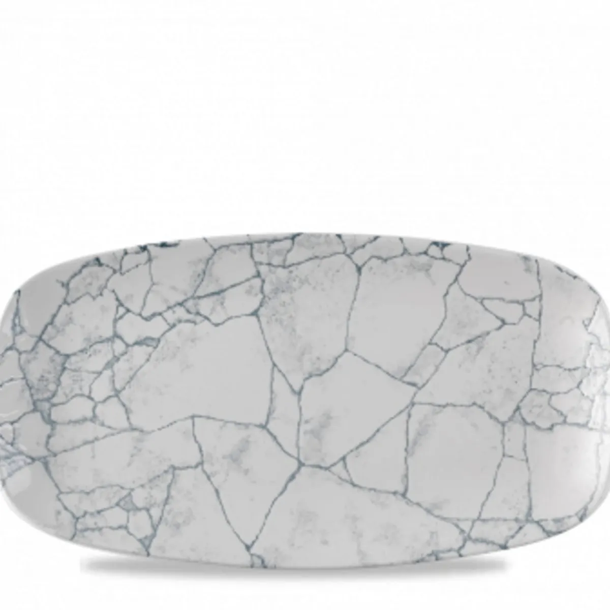 CHURCHILL Assiette coupe plate rectangulaire gris porcelaine vitrifiée 35,5x18,9 cm Kintsugi Pearl Grey New