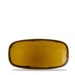 Assiette coupe plate rectangulaire Mustard porcelaine vitrifiée 29,8x15,3 cm Harvest - DUDSON Outlet