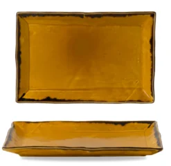 Assiette coupe plate rectangulaire Mustard porcelaine vitrifiée 34,5x23,3 cm Harvest - DUDSON Sale
