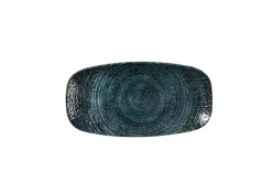 Assiette coupe plate rectangulaire bleu porcelaine vitrifiée 29,8x15,3 cm Chroma - CHURCHILL Sale