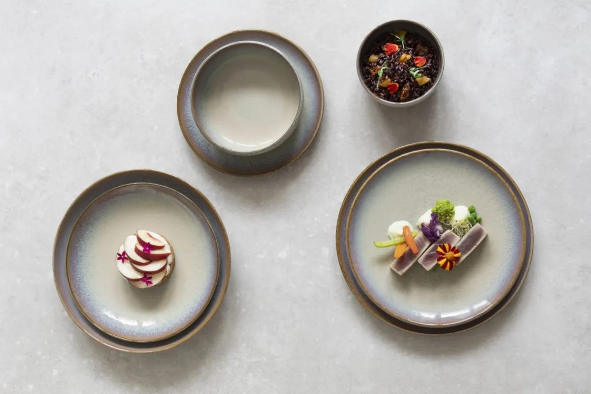 ACCOLADE Assiette coupe plate rond beige porcelaine Ø 21 cm Savanna Outlet