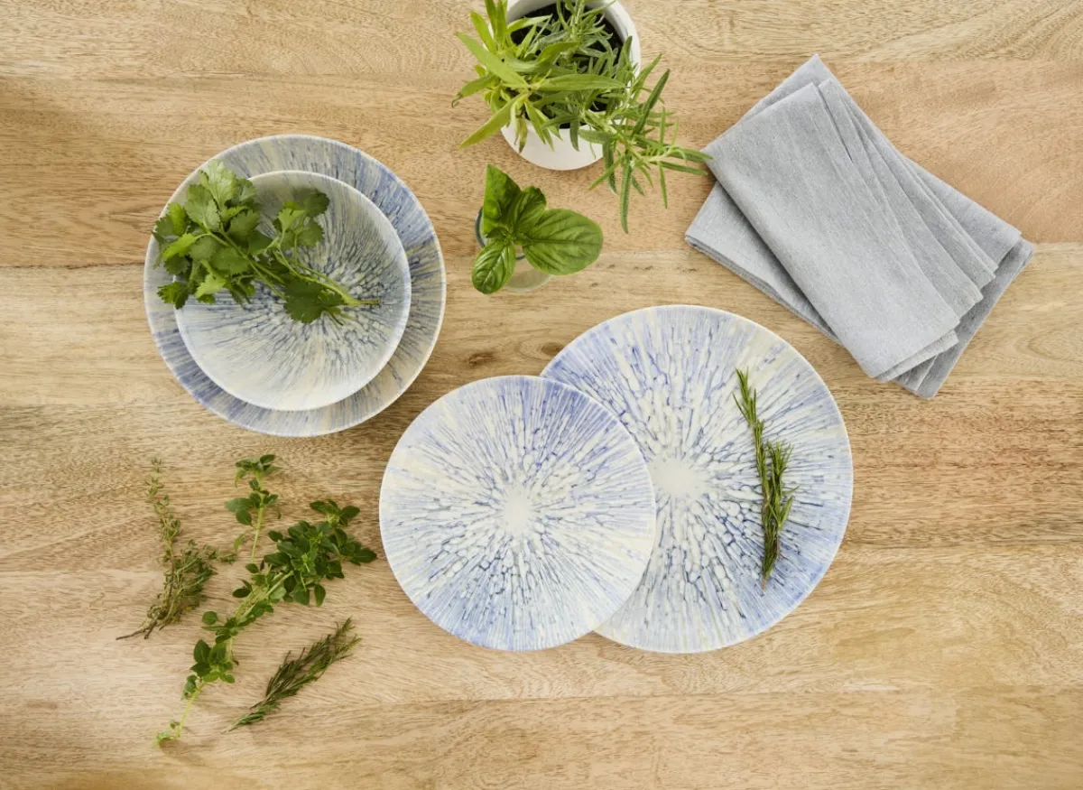 Assiette coupe plate rond bleu porcelaine Ø 26 cm Coral - ESSENTIALS COLLECTION