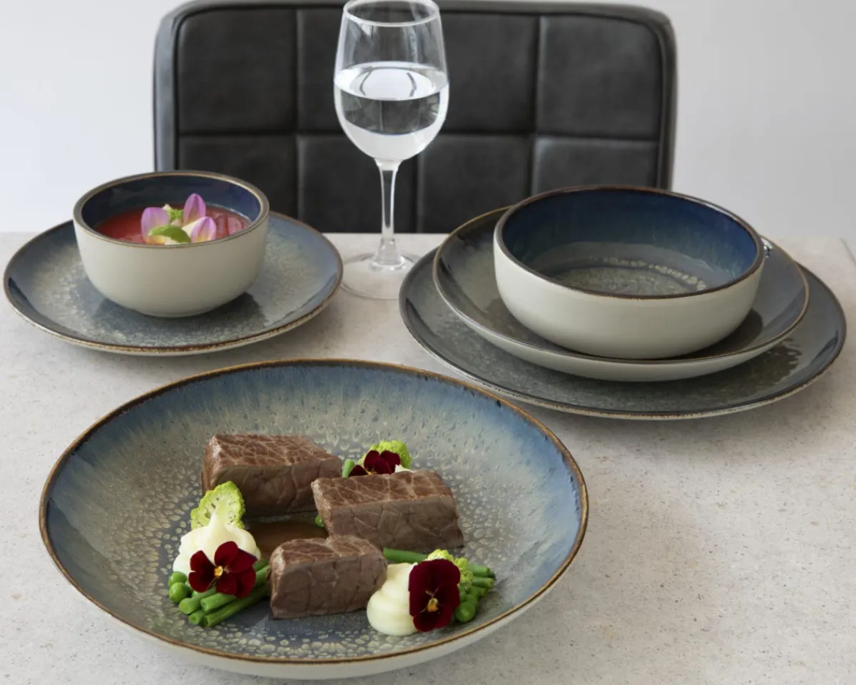 ACCOLADE Assiette coupe plate rond bleu foncé porcelaine Ø 24 cm Seablue Clearance