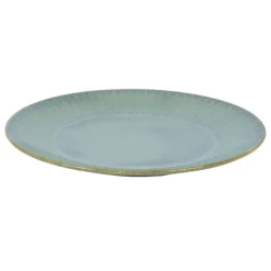 ACCOLADE Assiette coupe plate rond bleu vert grès émaillé Ø 27 cm Lotus Hot