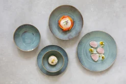 ACCOLADE Assiette coupe plate rond bleu vert grès émaillé Ø 27 cm Lotus Hot