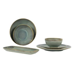 ACCOLADE Assiette coupe plate rond bleu vert grès émaillé Ø 27 cm Lotus Hot