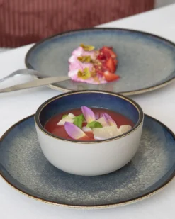 Assiette coupe plate rond bleu foncé porcelaine Ø 21 cm Seablue - ACCOLADE Clearance
