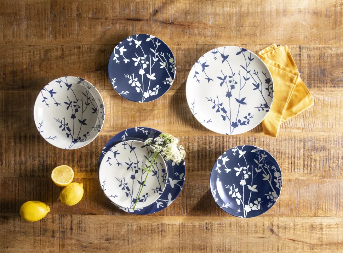 Assiette coupe plate rond bleu porcelaine Ø 26 cm Flora - ESSENTIALS COLLECTION Best