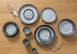 Assiette coupe plate rond bleu glacier grès émaillé Ø 27 cm Snow - PRO.MUNDI Clearance