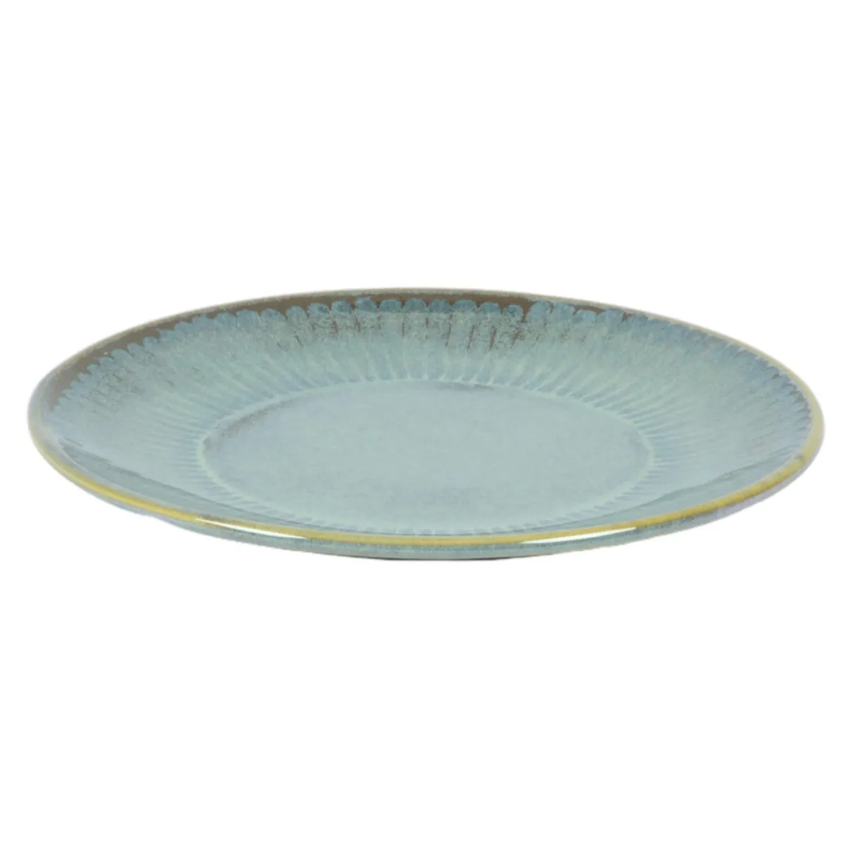 ACCOLADE Assiette coupe plate rond bleu vert grès émaillé Ø 21 cm Lotus Best