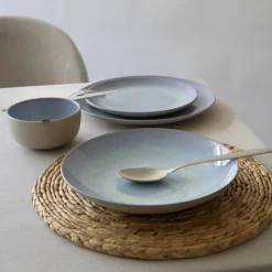 ACCOLADE Assiette coupe plate rond bleu porcelaine Ø 27 cm Azure Sale