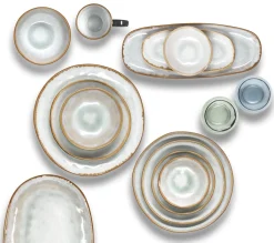 Assiette coupe plate rond bleu grès émaillé Ø 20,5 cm Shadow - MEDARD DE NOBLAT Online
