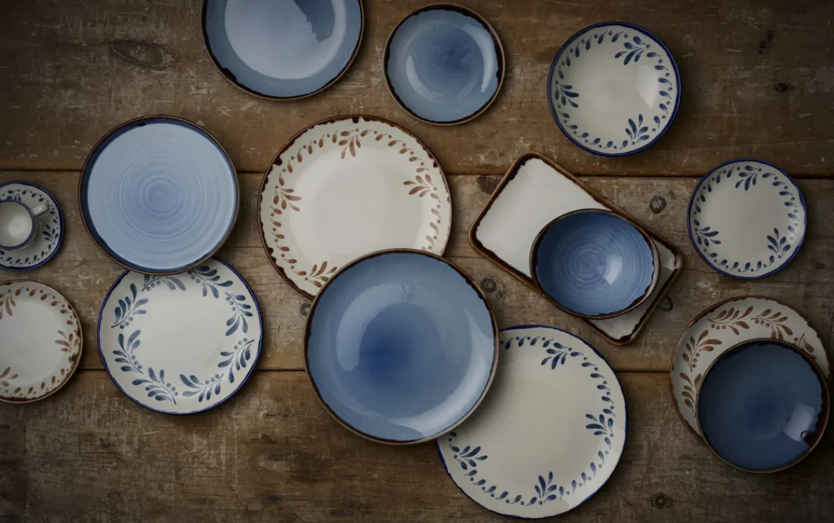 DUDSON Assiette coupe plate rond bleu indigo porcelaine vitrifiée Ø 29 cm Harvest Hot