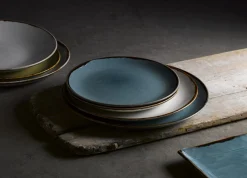 Assiette coupe plate rond bleu porcelaine vitrifiée Ø 16,5 cm Harvest - DUDSON Outlet