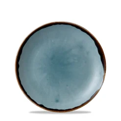 Assiette coupe plate rond bleu porcelaine vitrifiée Ø 16,5 cm Harvest - DUDSON Outlet