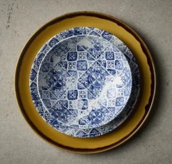 Assiette coupe plate rond bleu porcelaine vitrifiée Ø 28,8 cm Porto - DUDSON Online
