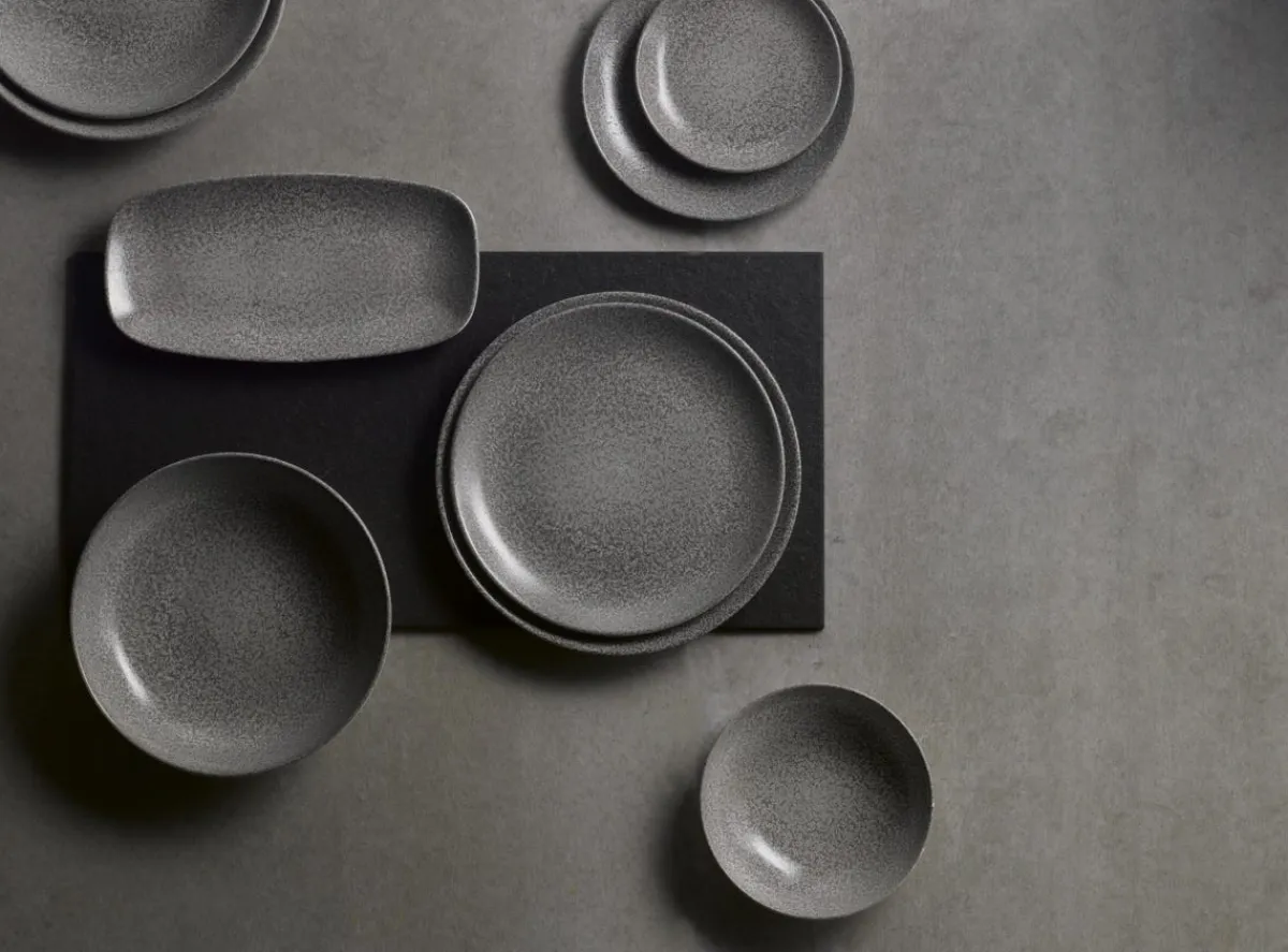 Assiette coupe plate rond gris porcelaine vitrifiée Ø 21,7 cm Evo Origins - DUDSON Clearance
