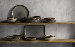 Assiette coupe plate rond gris porcelaine vitrifiée Ø 16,5 cm Harvest - DUDSON Best