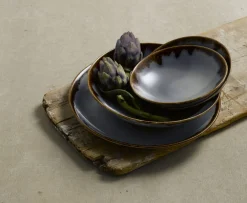 Assiette coupe plate rond gris porcelaine vitrifiée Ø 26 cm Harvest - DUDSON Discount
