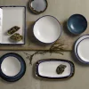 DUDSON Assiette coupe plate rond Ink porcelaine vitrifiée Ø 21,7 cm Harvest Outlet