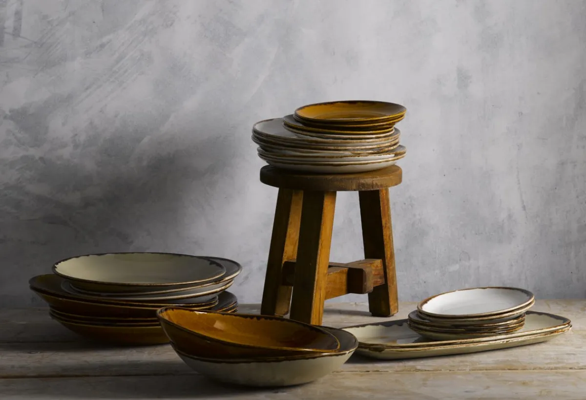 Assiette coupe plate rond Linen porcelaine vitrifiée Ø 28,8 cm Harvest - DUDSON Clearance