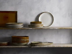 Assiette coupe plate rond Linen porcelaine vitrifiée Ø 21,7 cm Harvest - DUDSON Outlet
