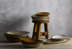 Assiette coupe plate rond Linen porcelaine vitrifiée Ø 16,5 cm Harvest - DUDSON Sale