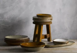 Assiette coupe plate rond Linen porcelaine vitrifiée Ø 16,5 cm Harvest - DUDSON Sale
