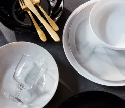 Assiette coupe plate rond marbre gris verre opal Ø 25 cm Diwali - LUMINARC Clearance