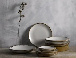 Assiette coupe plate rond Natural porcelaine vitrifiée Ø 21,7 cm Harvest - DUDSON Discount