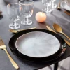 LUMINARC Assiette coupe plate rond noir verre trempé Ø 19 cm Diwali Hot