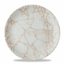 CHURCHILL Assiette coupe plate rond orange porcelaine vitrifiée Ø 26 cm Kintsugi Corail Discount
