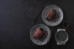 CHURCHILL Assiette coupe plate rond Quartz Black porcelaine vitrifiée Ø 26 cm Kintsugi Reverse Sale
