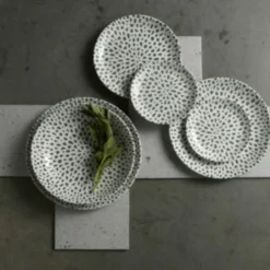 DUDSON Assiette coupe plate rond terracotta porcelaine vitrifiée Ø 21,7 cm Terrazzo Sale