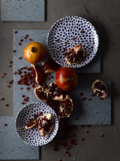 DUDSON Assiette coupe plate rond terracotta porcelaine vitrifiée Ø 21,7 cm Terrazzo Clearance